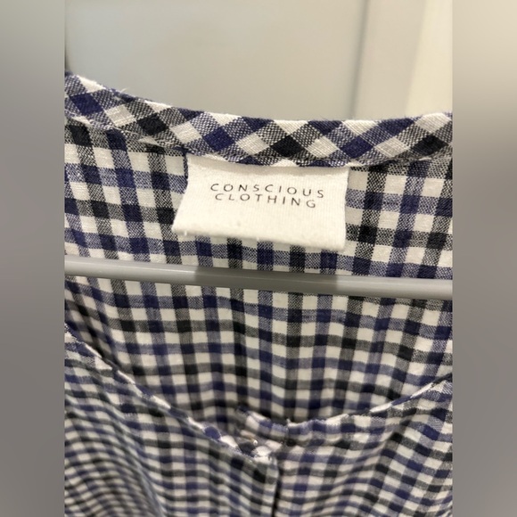 Conscious Clothing Black + Blue Gingham Artist Dress Size M - Picture 2 of 4